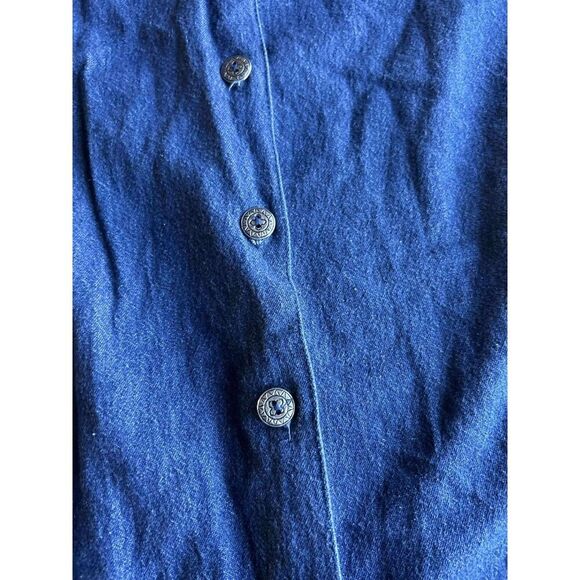 La Cera Denim Dress: P-Med. Vintage 90s Embroidered Applique Floral Pockets - Picture 4 of 9